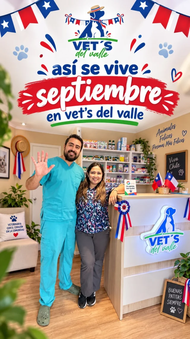 🇨🇱 ¡Así se vive septiembre en Vet’s del Valle! 🎉🐾

Nos pusimos en modo dieciochero y llenamos nuestra clínica de rojo, blanco y azul para recibir este mes como corresponde. ❤️🤍💙

Porque cuidar a nuestros pacientes también se vive con alegría, cariño y un poquito de espíritu chileno. 🐶🐱✨

¿Qué les pareció nuestra decoración? 👀🇨🇱
Los leemos en los comentarios 👇

#VetsDelValle #FiestasPatrias #Septiembre #PuertoMontt #Veterinaria